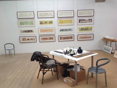 From line drawing to final work, exhibition